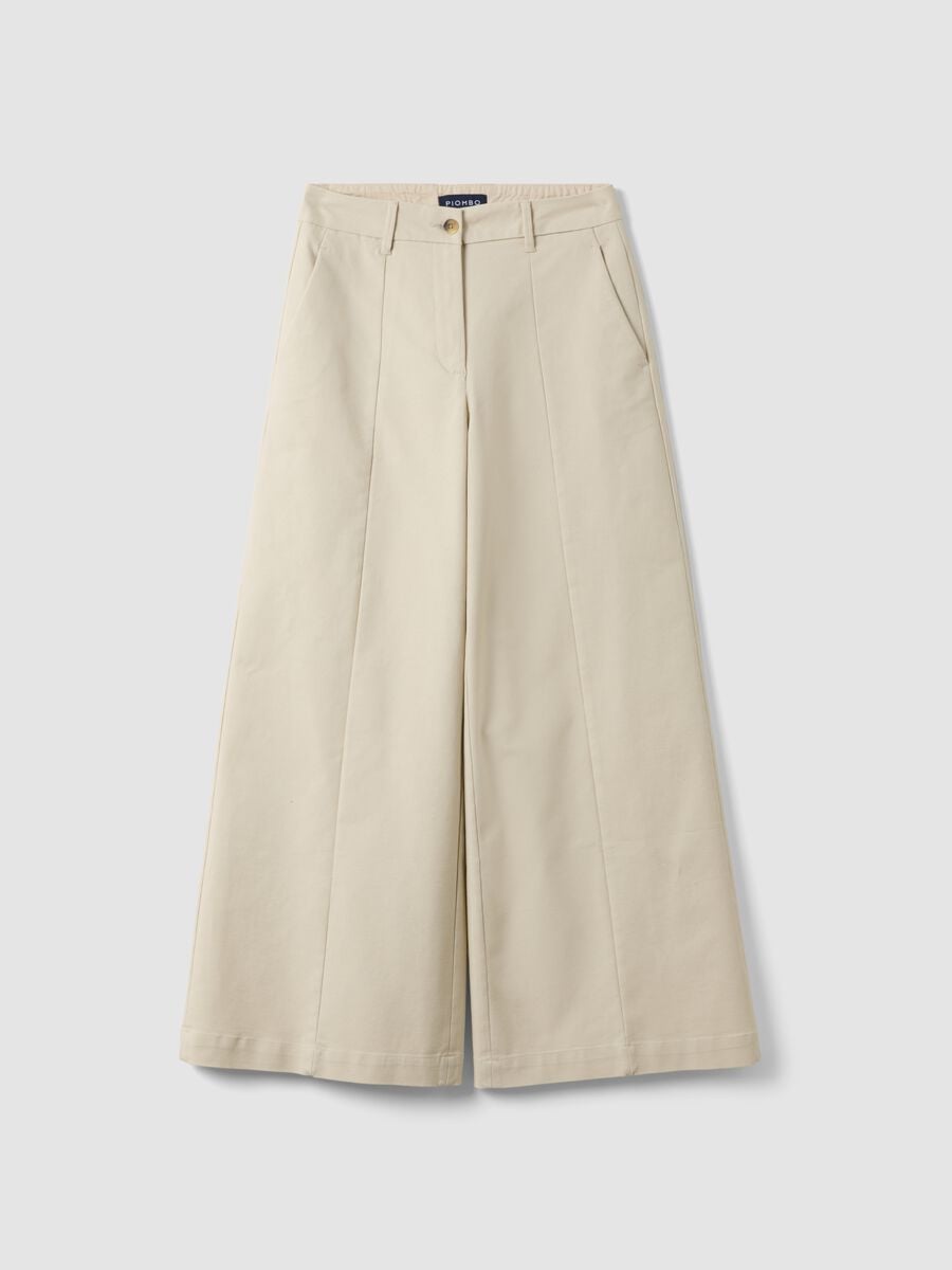 Beige flared stretch cotton trousers_4