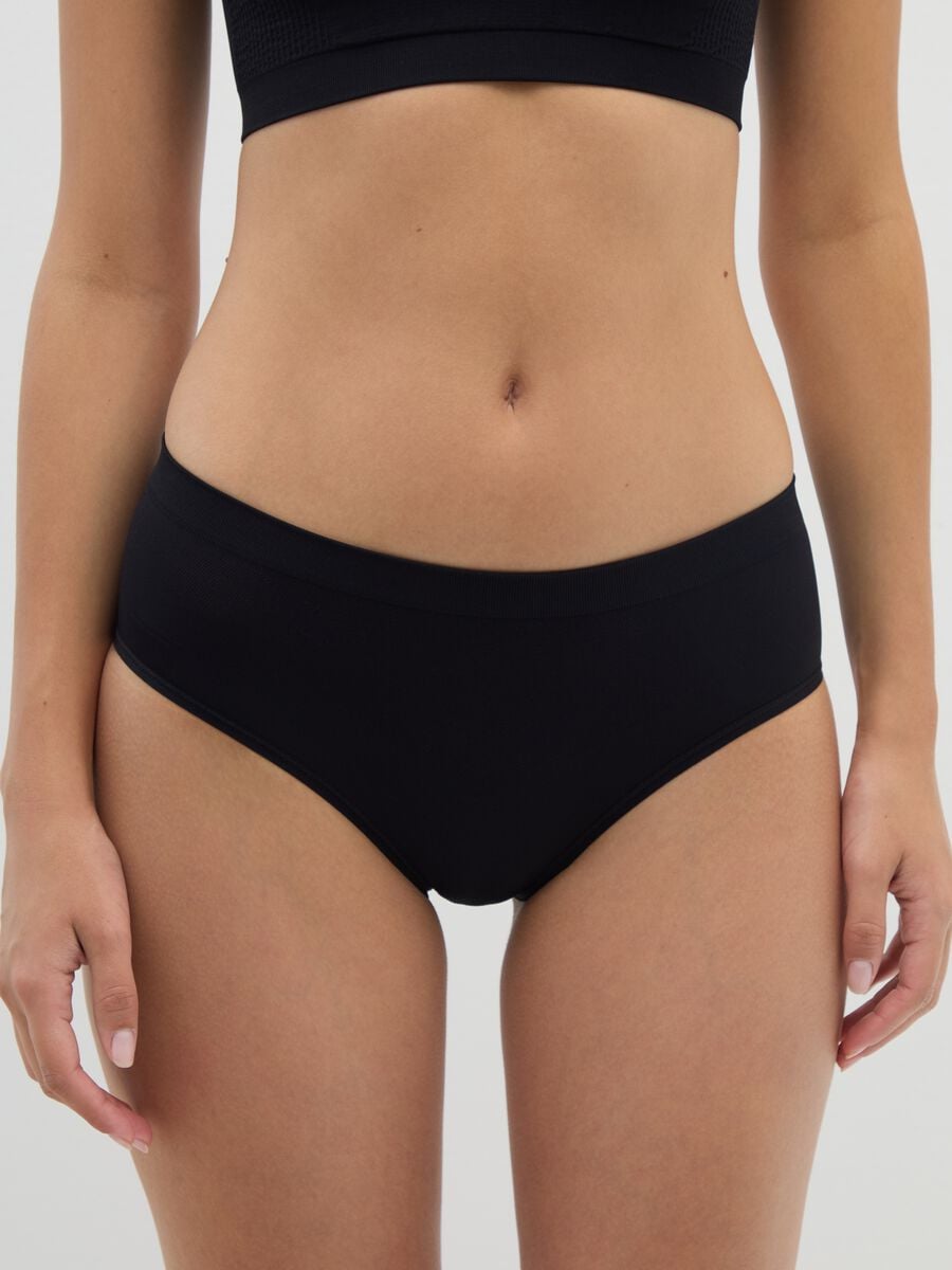 Black stretch fabric briefs_1