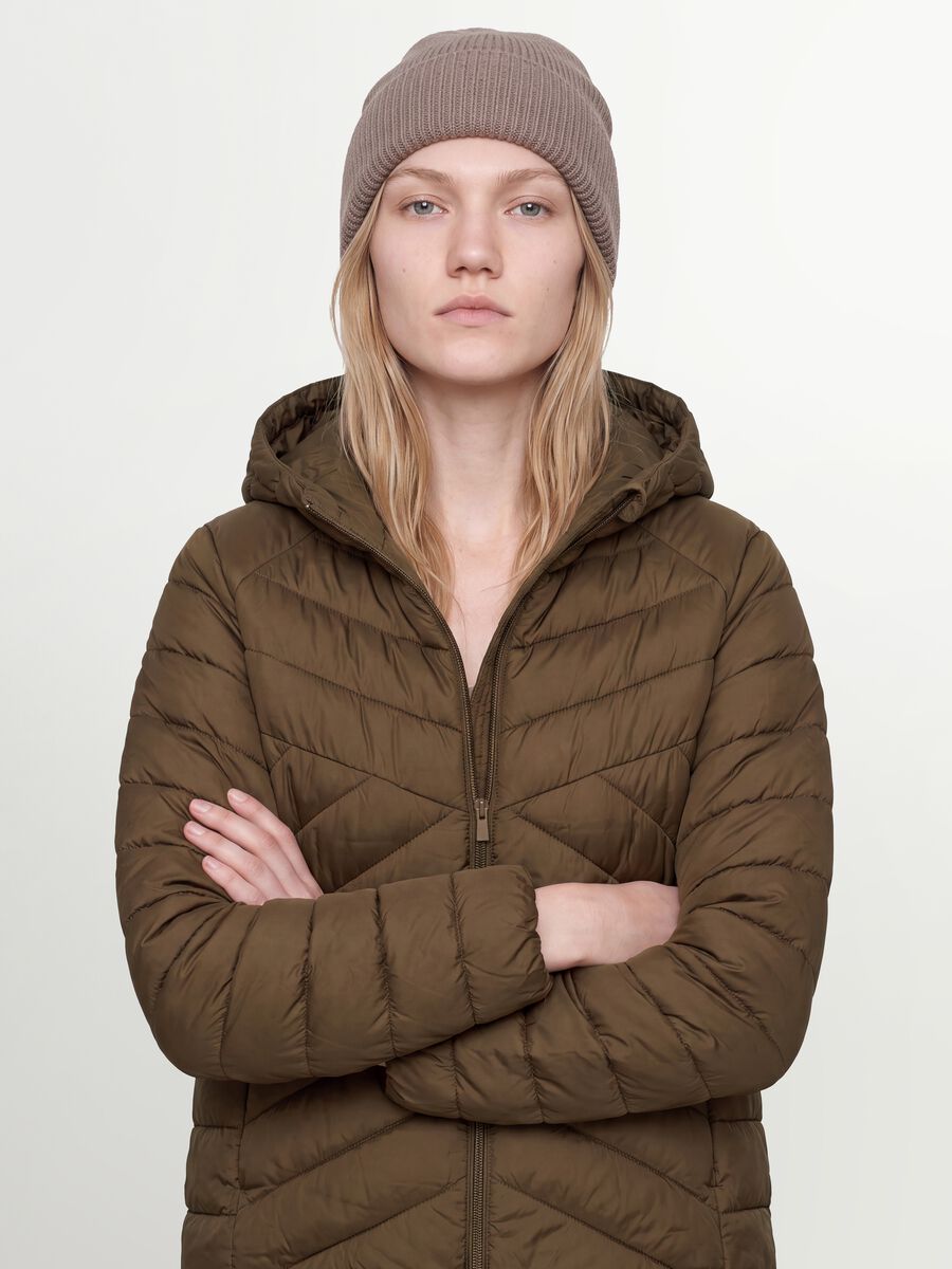 Green Ultralight quilted hooded jacket with zip_0