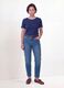Blue stretch viscose crew-neck T-shirt with contrast trim_1