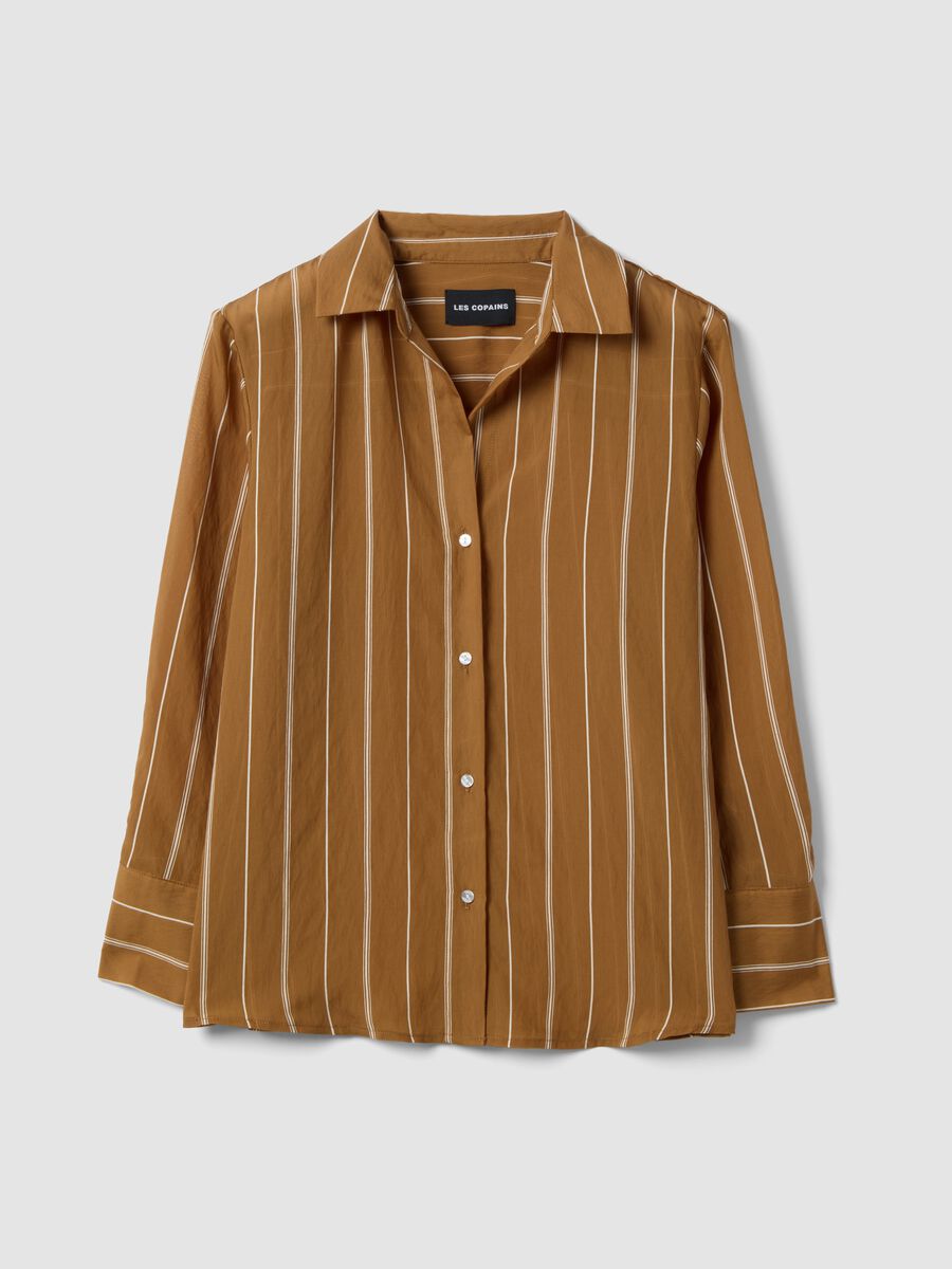 Multicoloured striped regular fit lyocell blend shirt_4