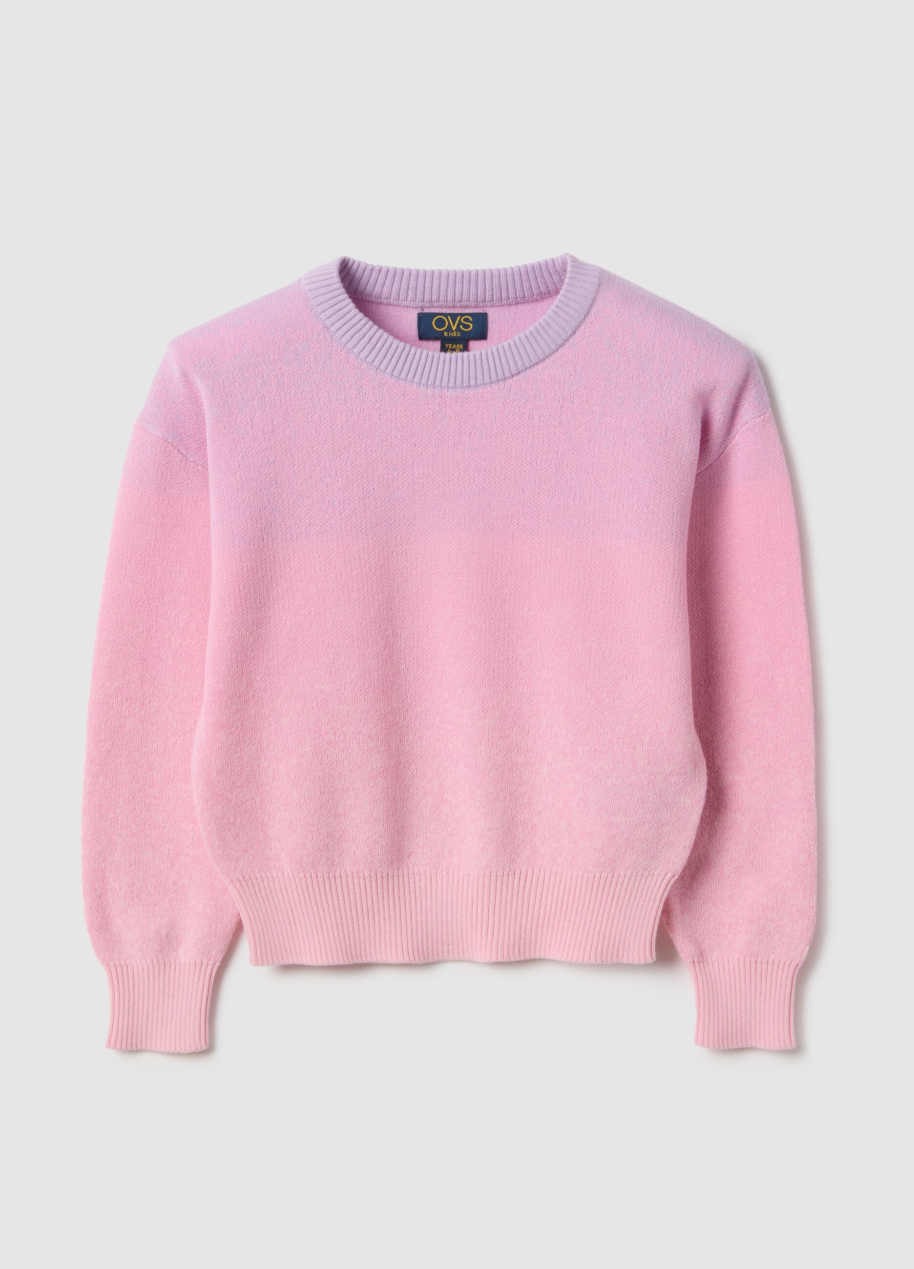 Girls' pink pure cotton sweater regular fit with gradient pattern