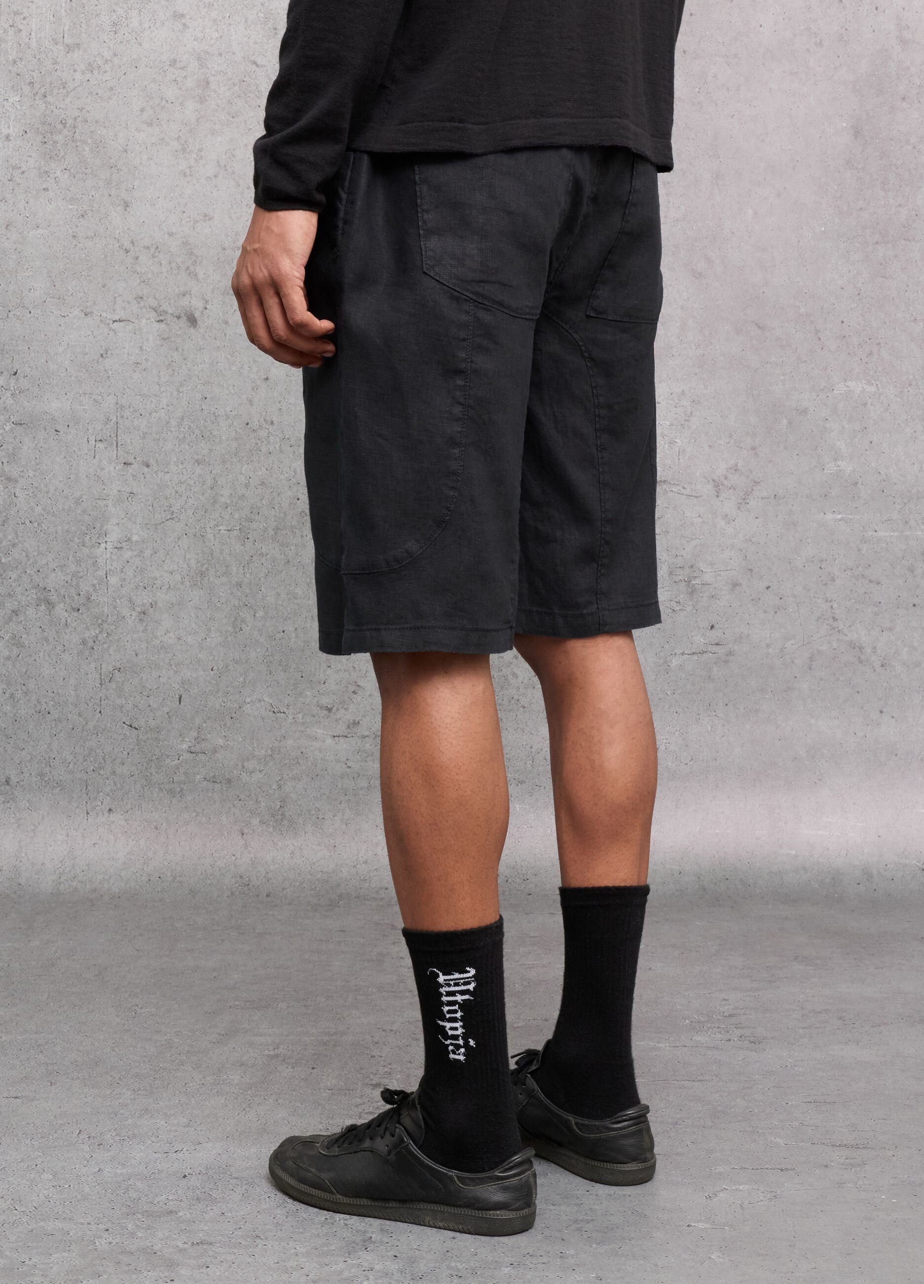 100% Linen Shorts Black
