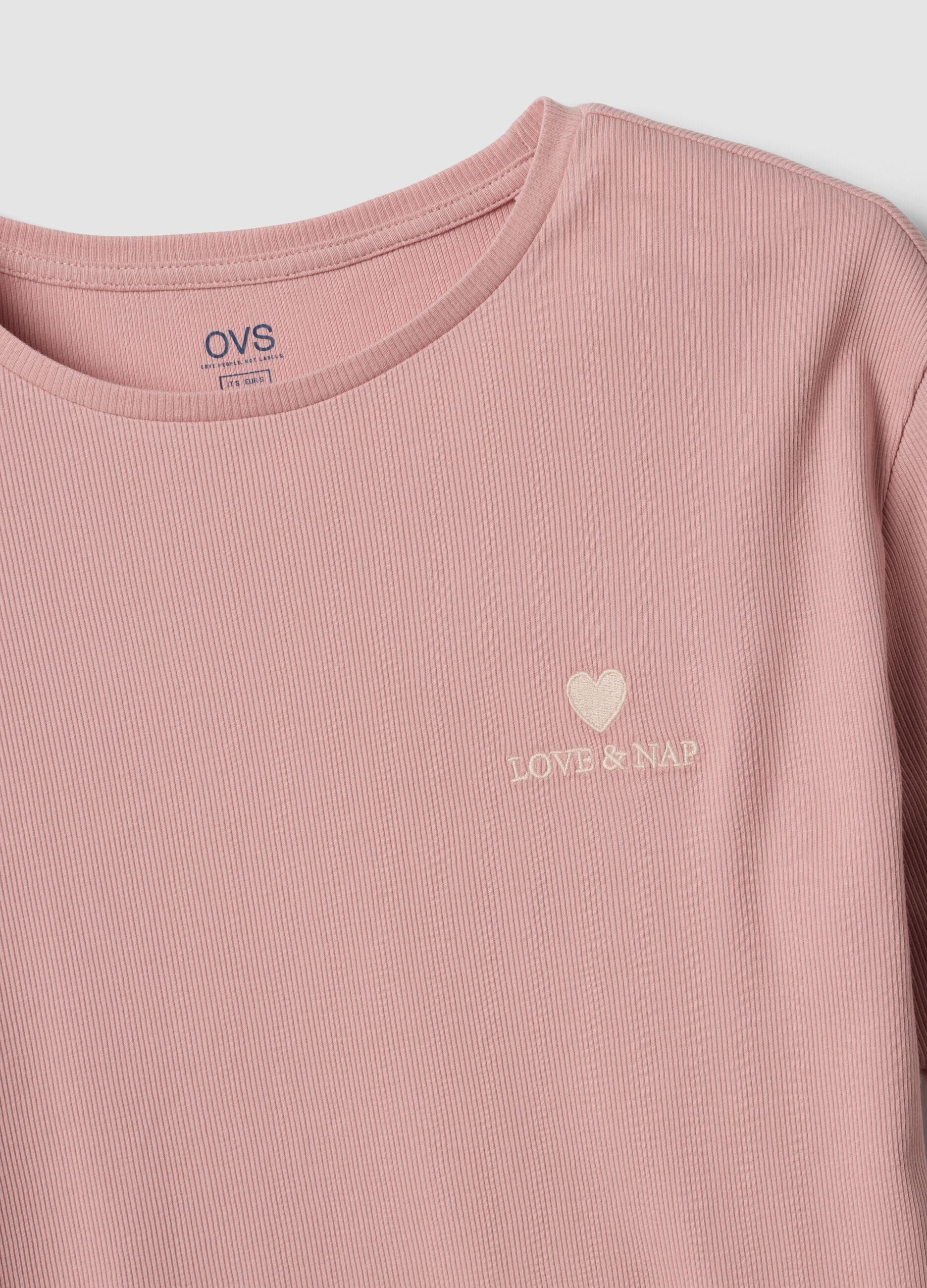 Pink pure organic cotton ribbed pyjamas