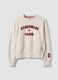 Beige cotton-blend crew-neck sweatshirt with Paris print for girls_3