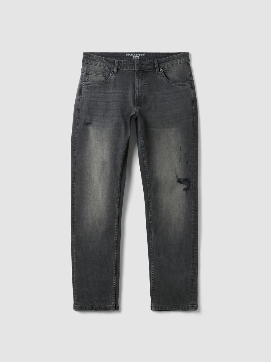 Regular-fit grey denim jeans in stretch cotton_4