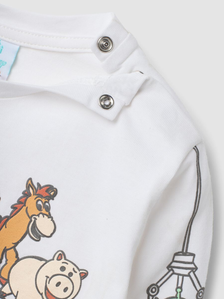 White long-sleeved pure cotton Toy Story top for baby boys_3
