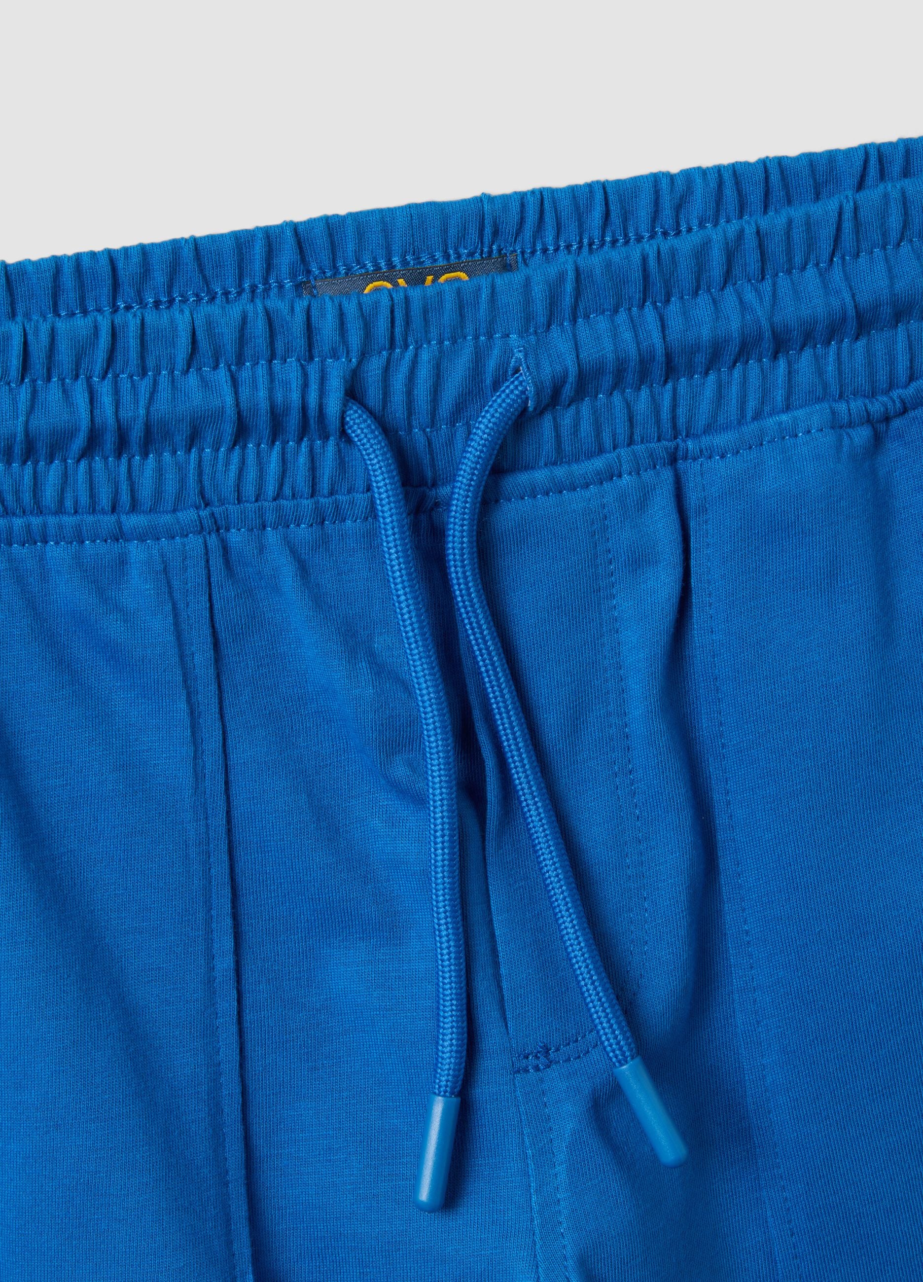 Blue organic cotton shorts with elasticated waist