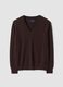 Brown pure wool jumper with deep V-neck_0