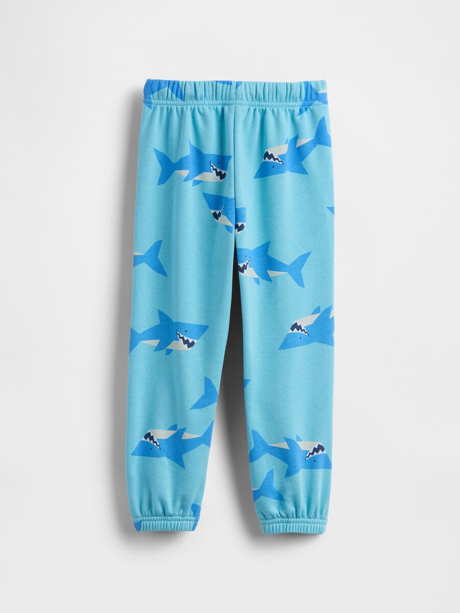 Cotton-blend joggers with shark print_1