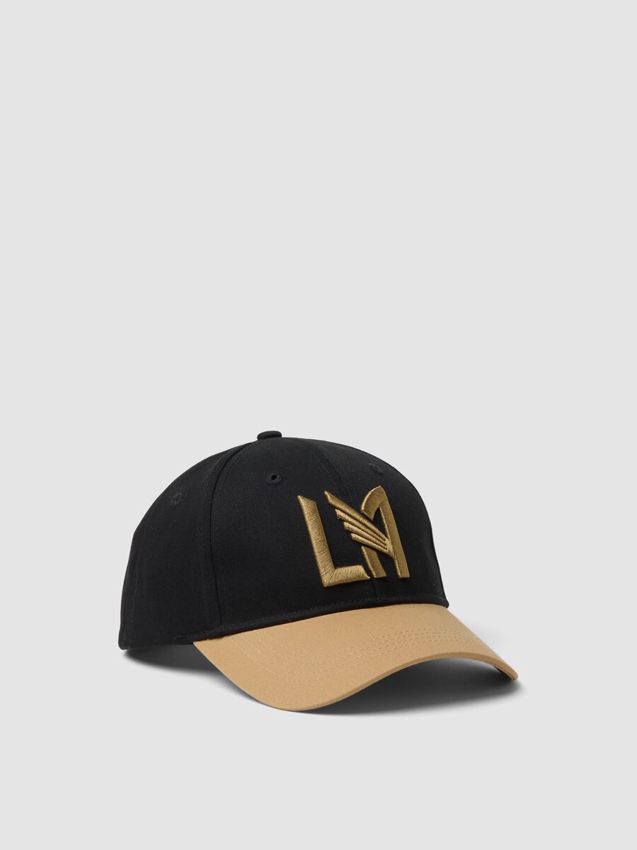 Cappellino baseball nero e beige in puro cotone con ricamo Los Angeles FC_0