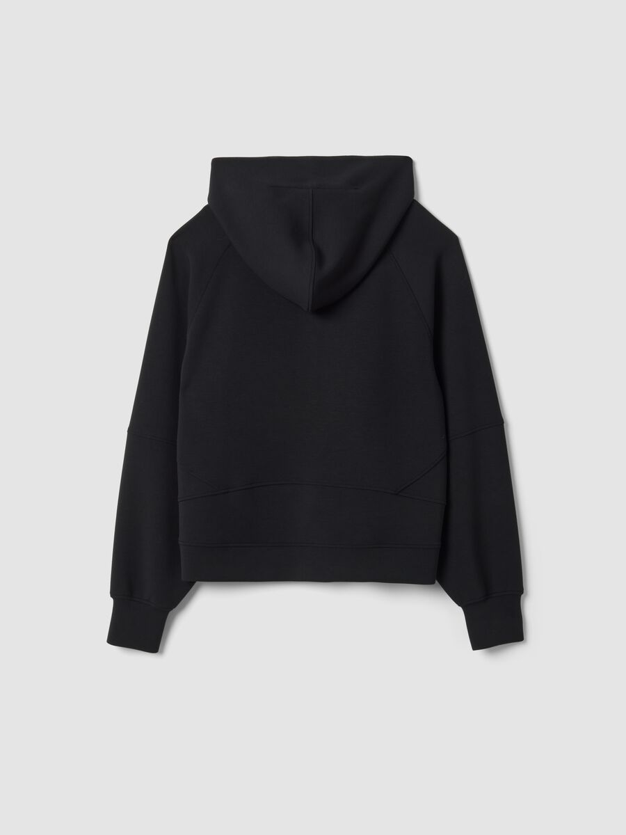 Black hooded sweatshirt in stretchy viscose jersey, regular fit_6