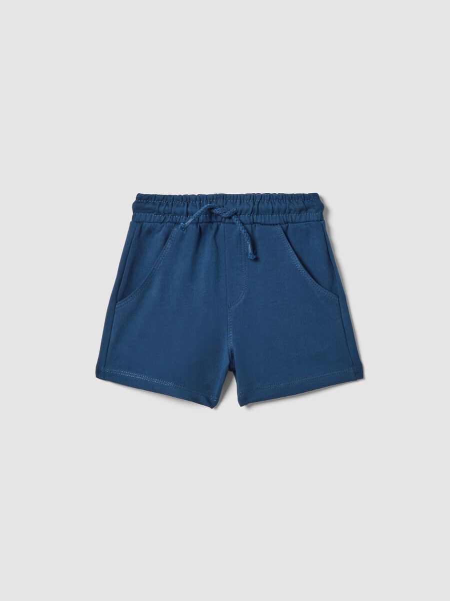 Shorts jogger blu in puro cotone da bimbo regular fit_0