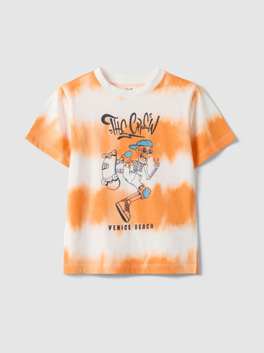 T-shirt in puro cotone multicolor per bambino in tie dye_0