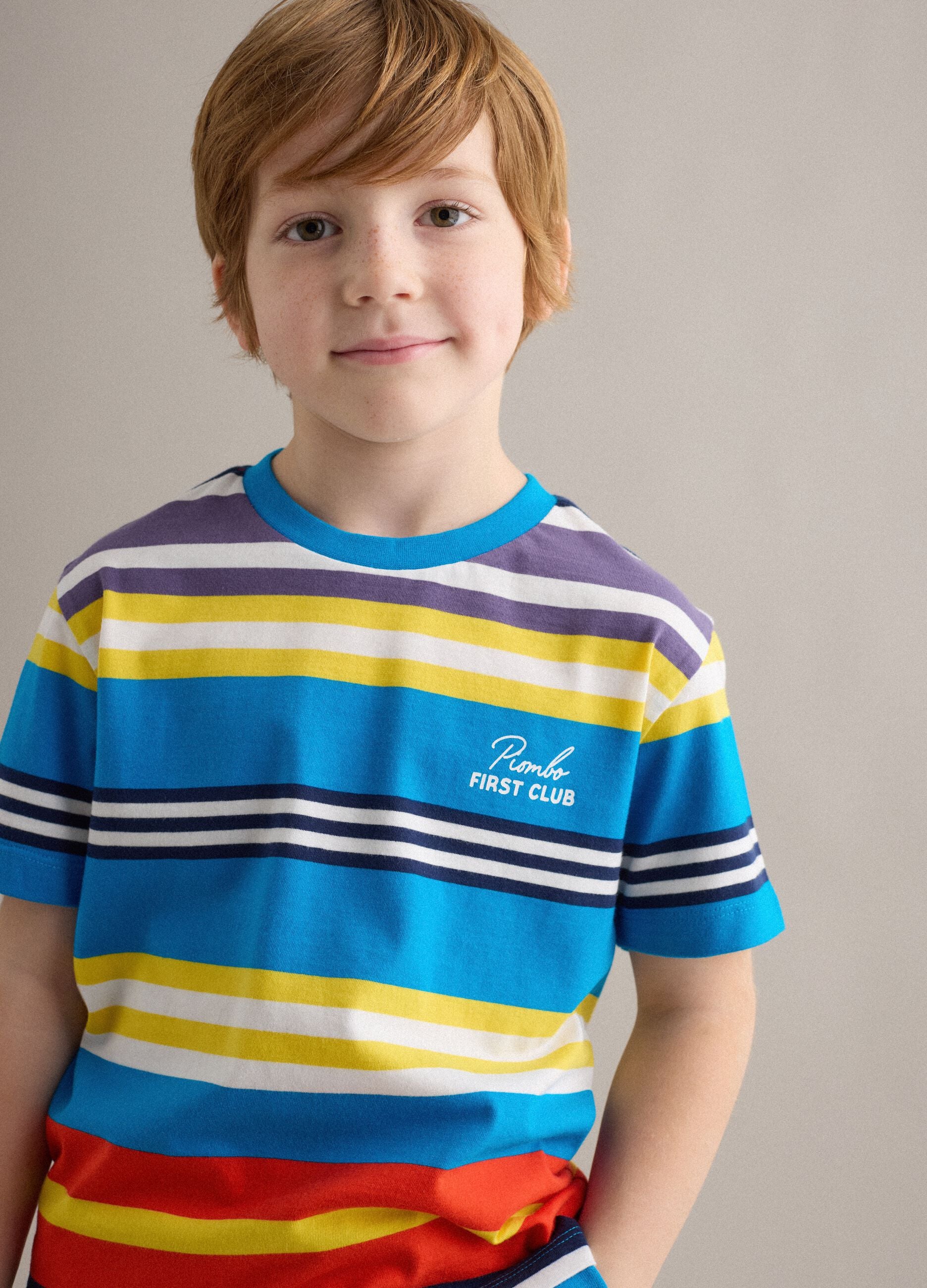 Kids&rsquo; multicolour striped pure cotton T-shirt, oversized fit