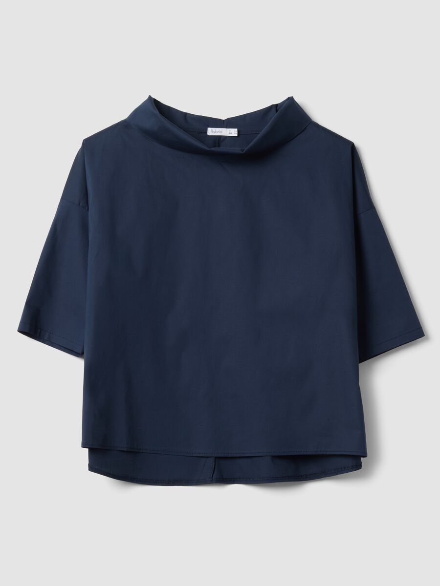 Blue stretch cotton top_4