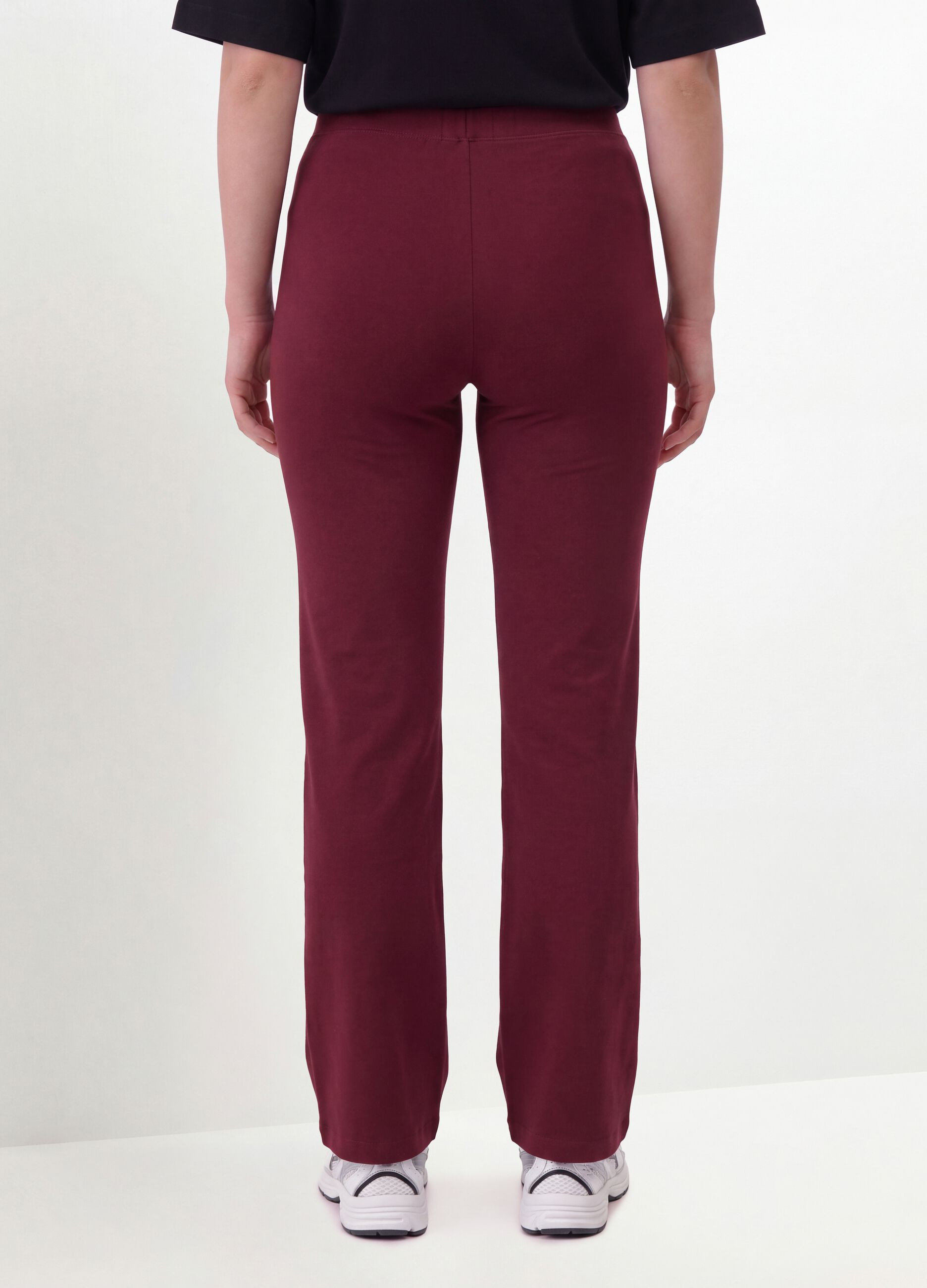 Red flared leggings in stretch cotton