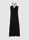 Pure cotton black dress with deep v-neck_4