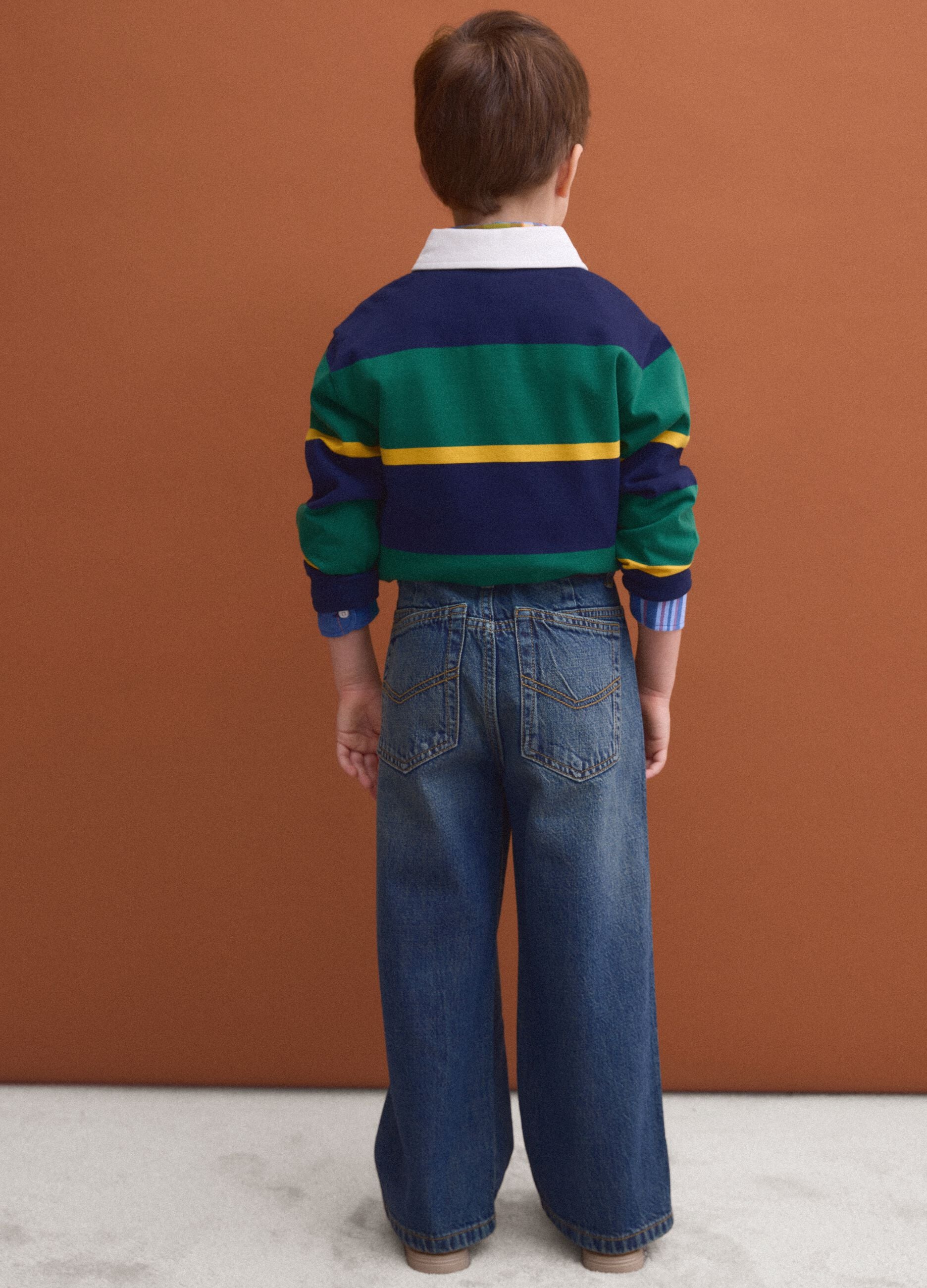 Boys&rsquo; blue 100% cotton skater-fit jeans