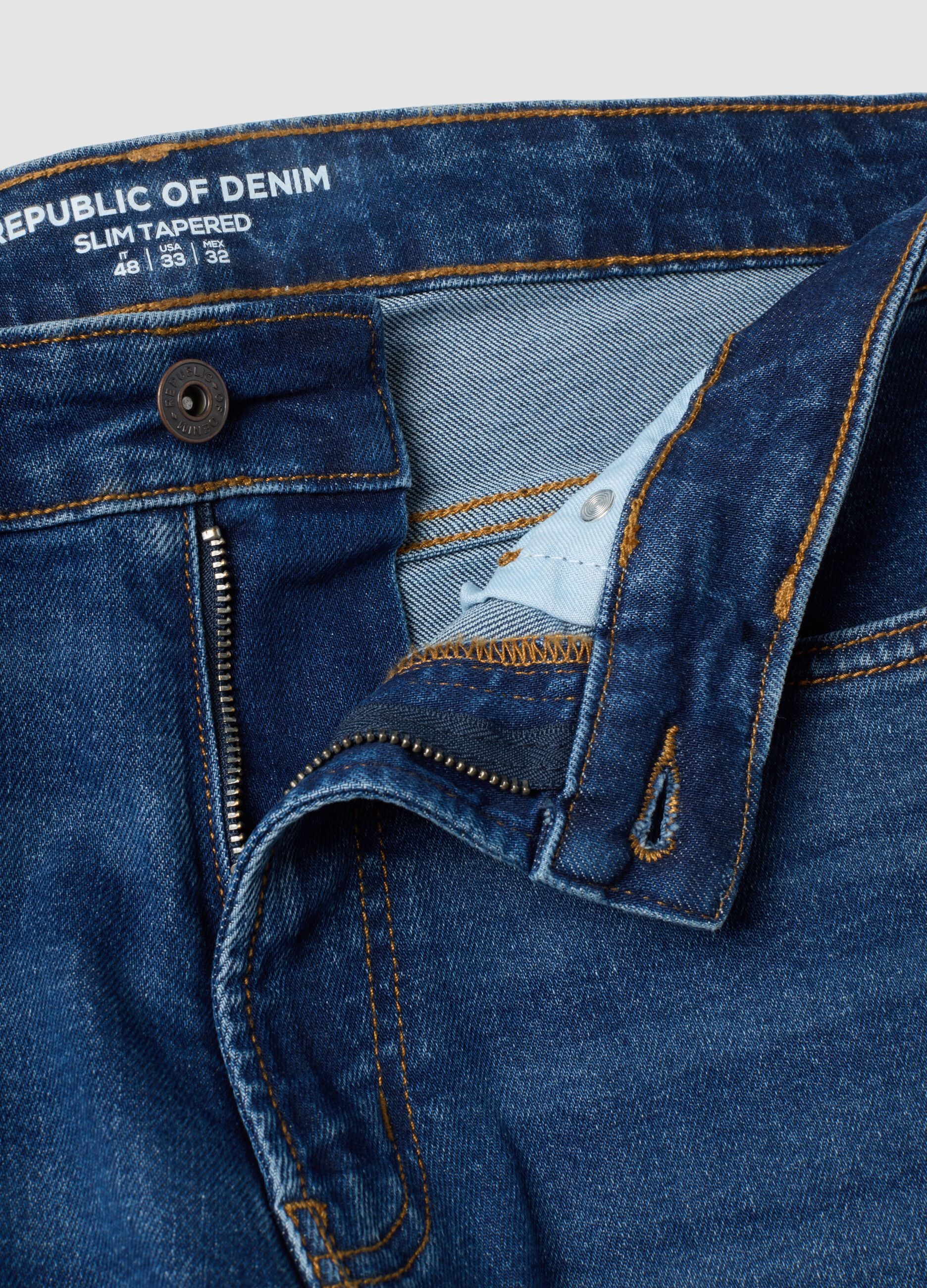 Blue slim-fit stretch cotton jeans