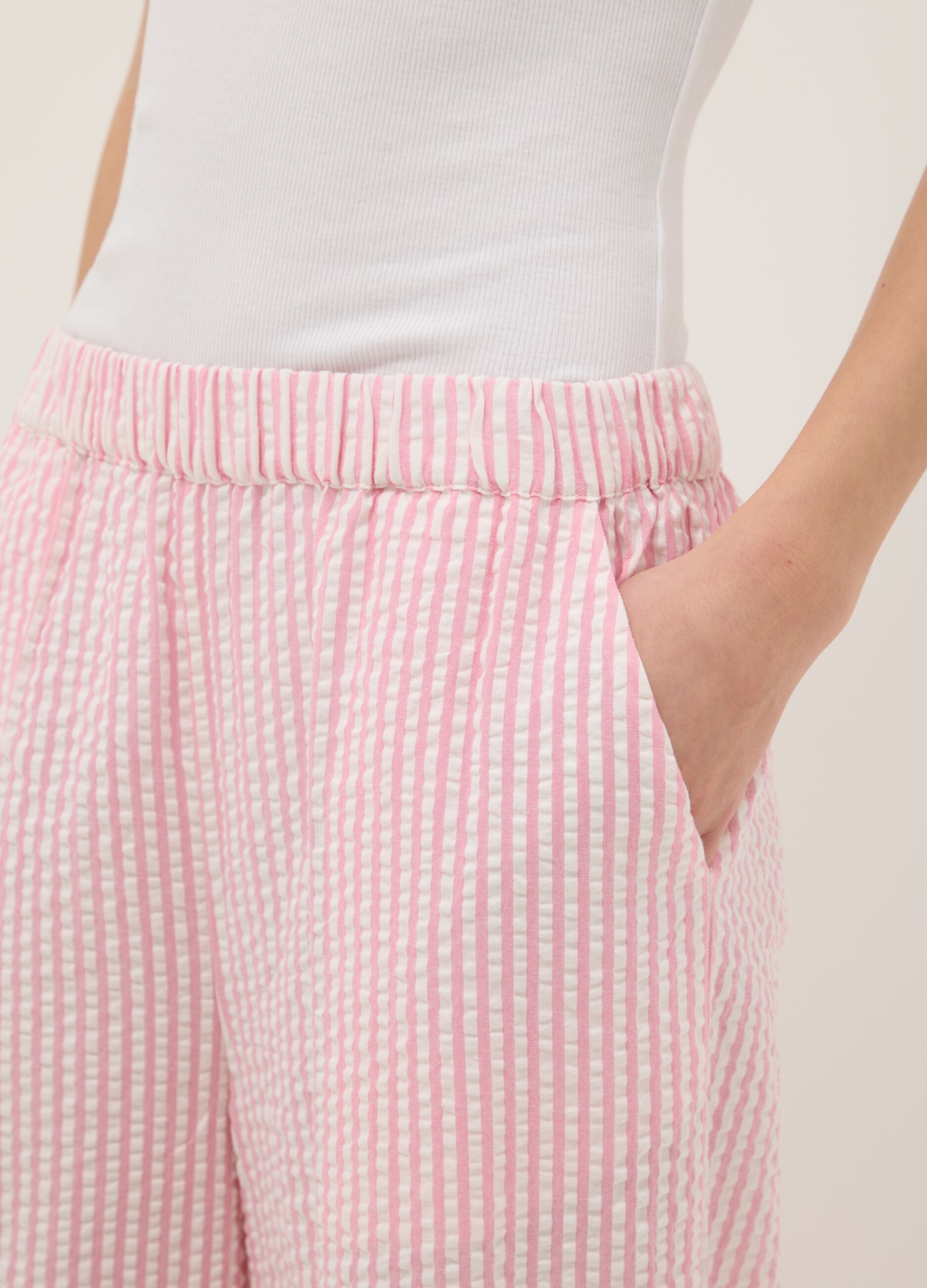 Multicoloured striped pure cotton pyjama trousers in regular fit