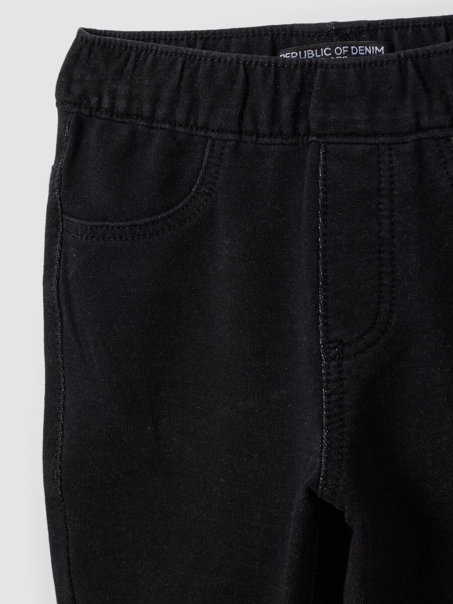 Girls&rsquo; black flared stretch-cotton jeggings_2