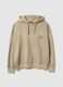 Oversized fit beige cotton blend hoodie_4