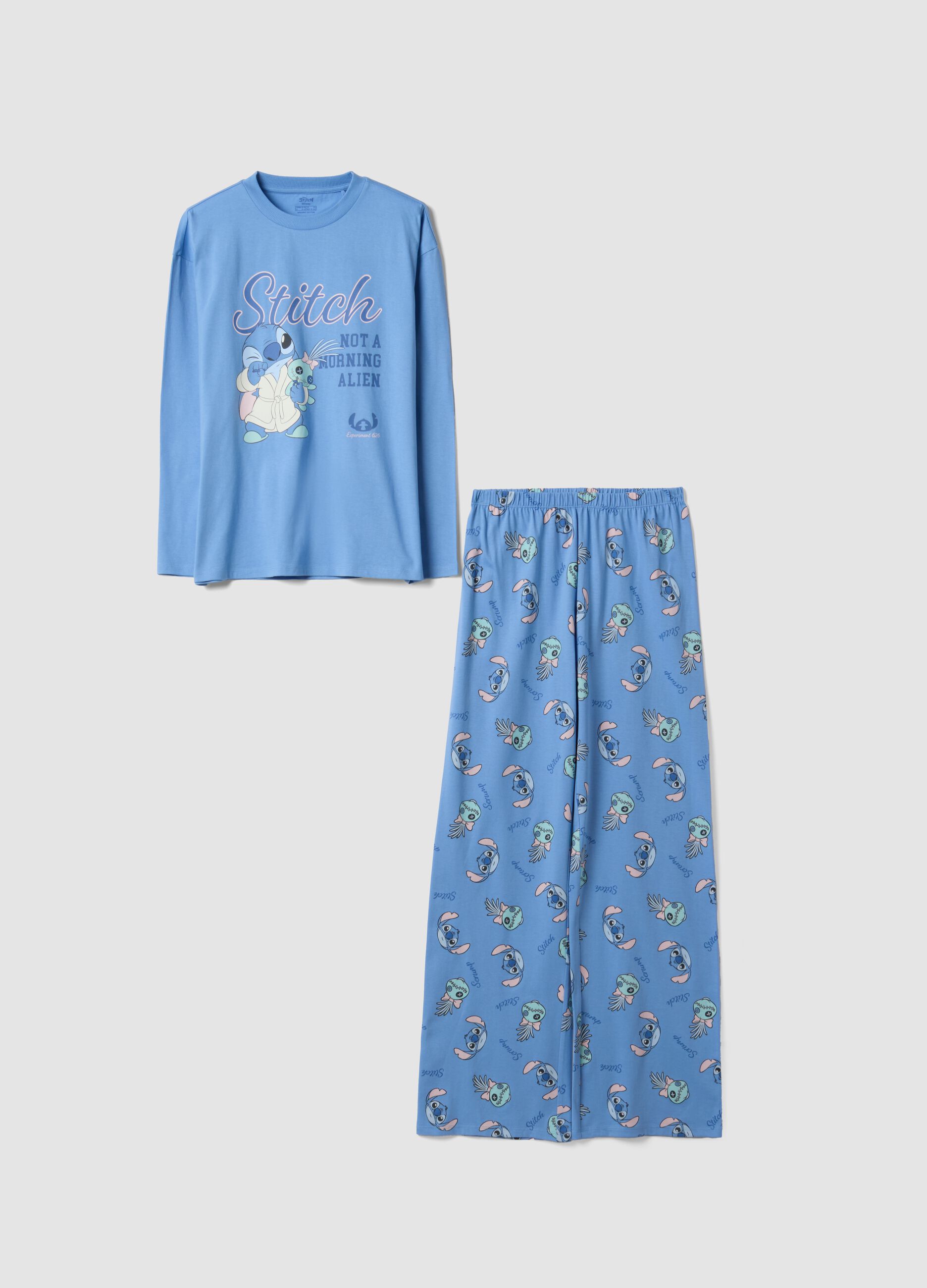 Light blue organic cotton Lilo & Stitch pyjamas for girls