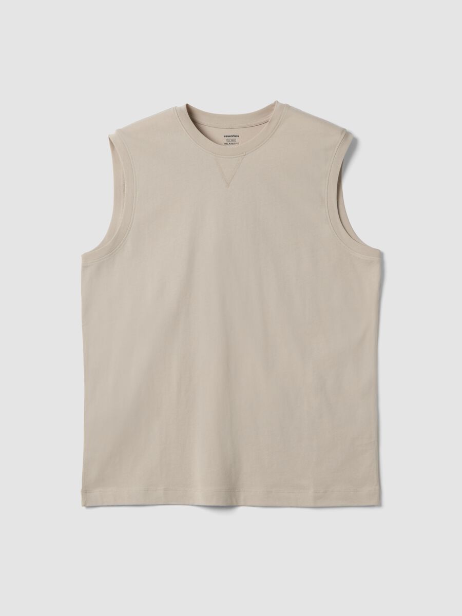 Grey crew-neck pure cotton vest, relaxed fit_4