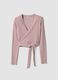 Pink ribbed stretch-cotton wrap top ALTAVIA STUDIO_5
