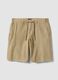 Beige chino Bermuda shorts in a linen and cotton blend_4