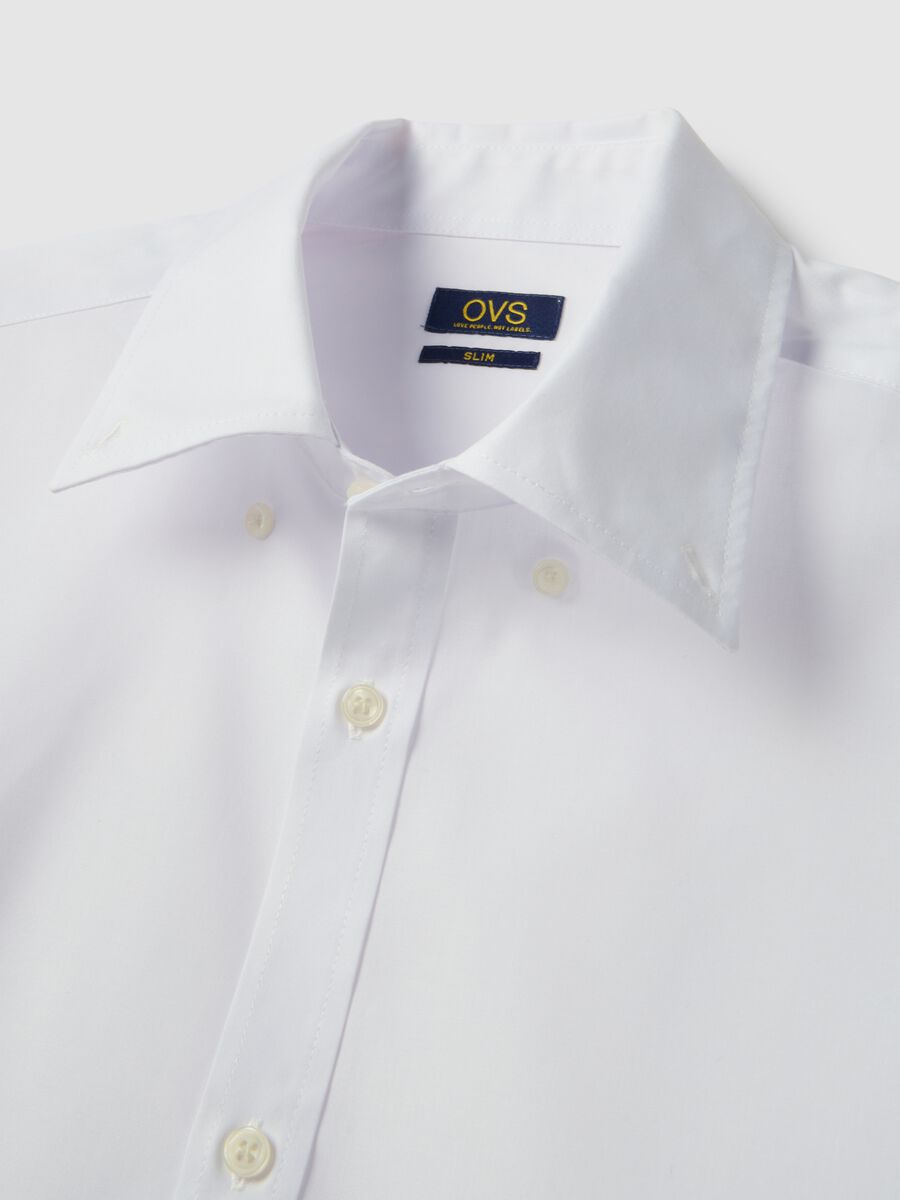 White cotton blend slim fit shirt_5