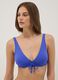Blue triangle bikini top in stretch fabric with removable padding_0