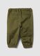 Green stretch cotton jogger trousers with drawstring, oversized fit for baby boy_1