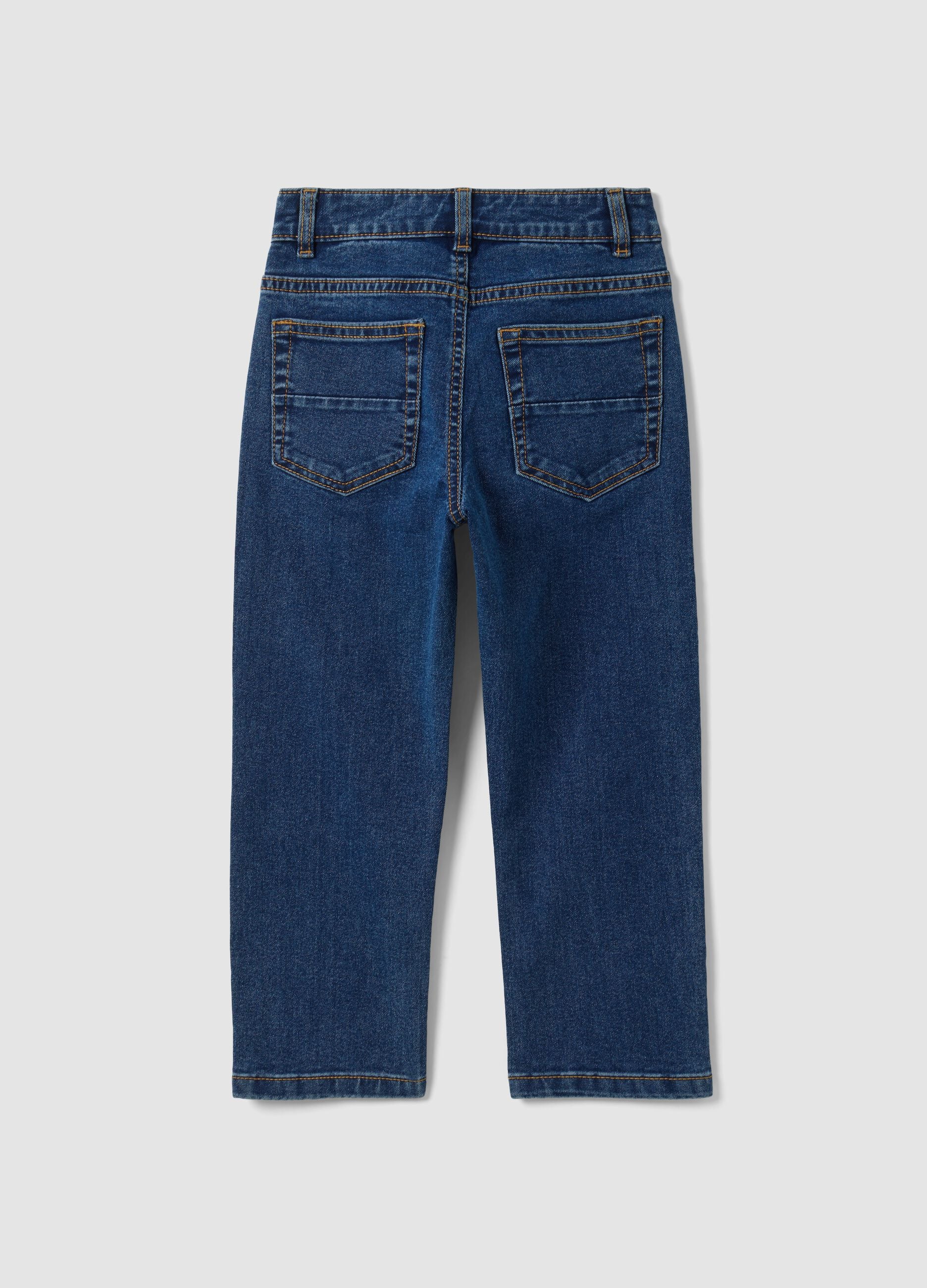 Blue denim straight-fit stretch cotton jeans for boys