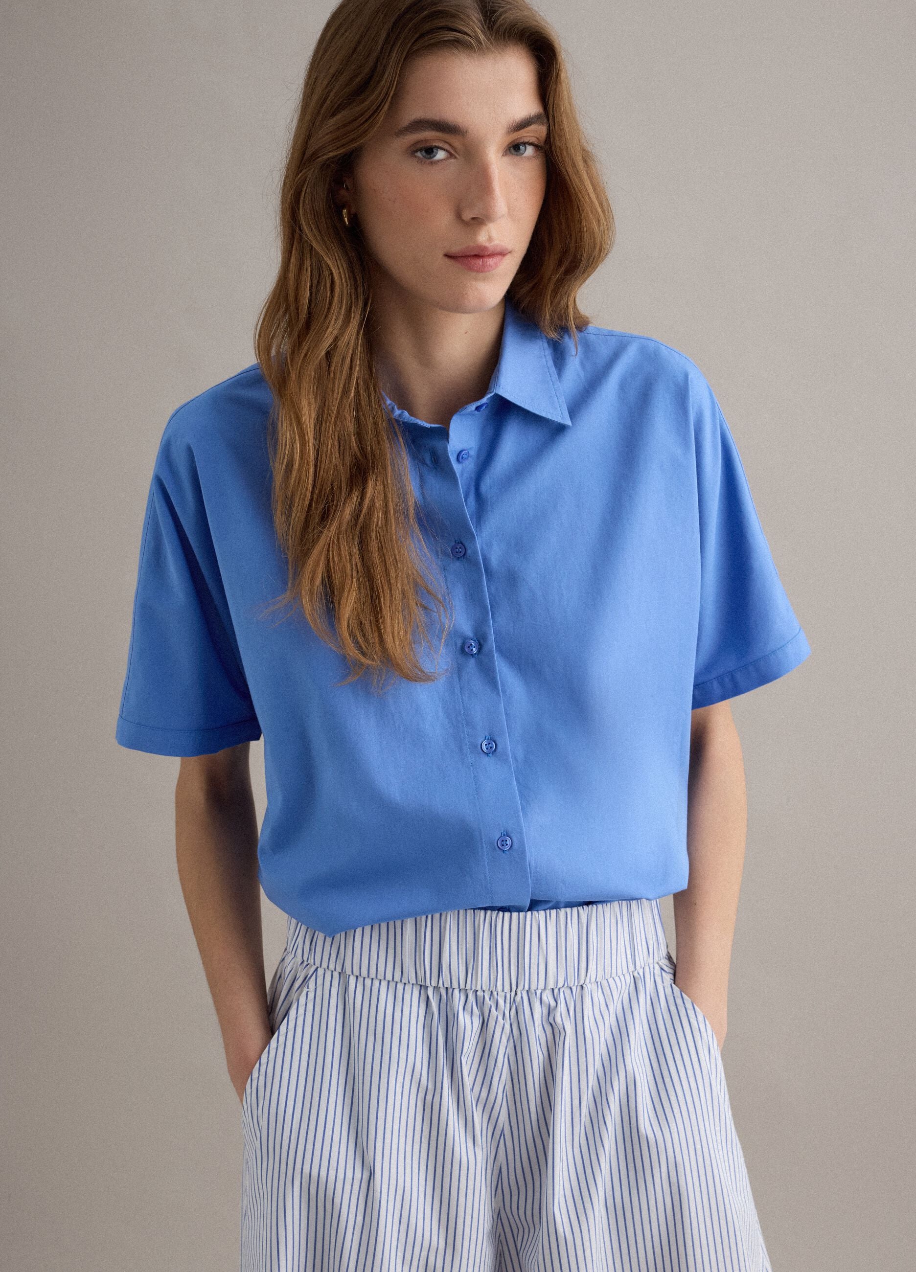 Azure pure cotton oversized fit shirt