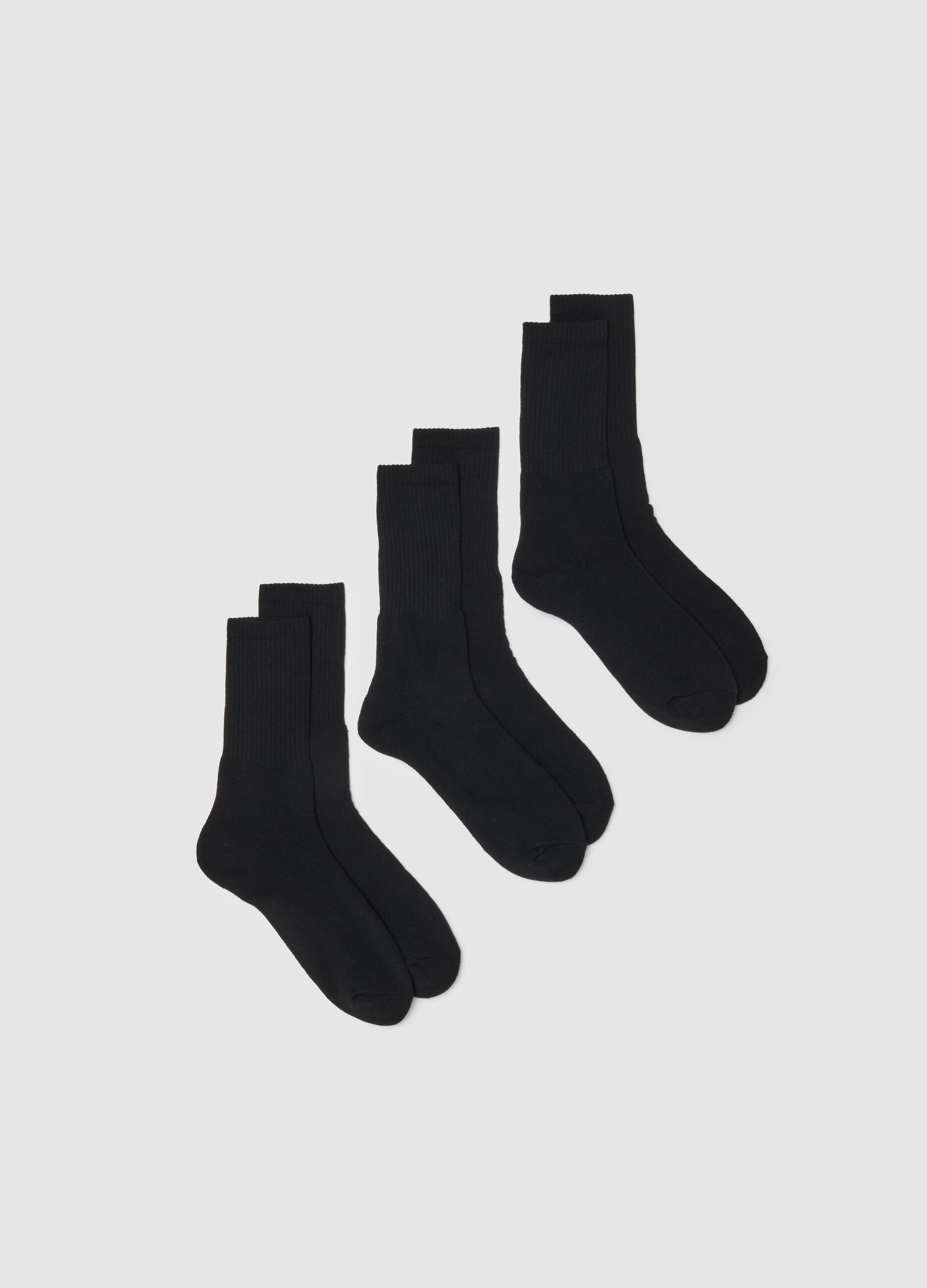 Pack of three black sports socks in stretch cotton