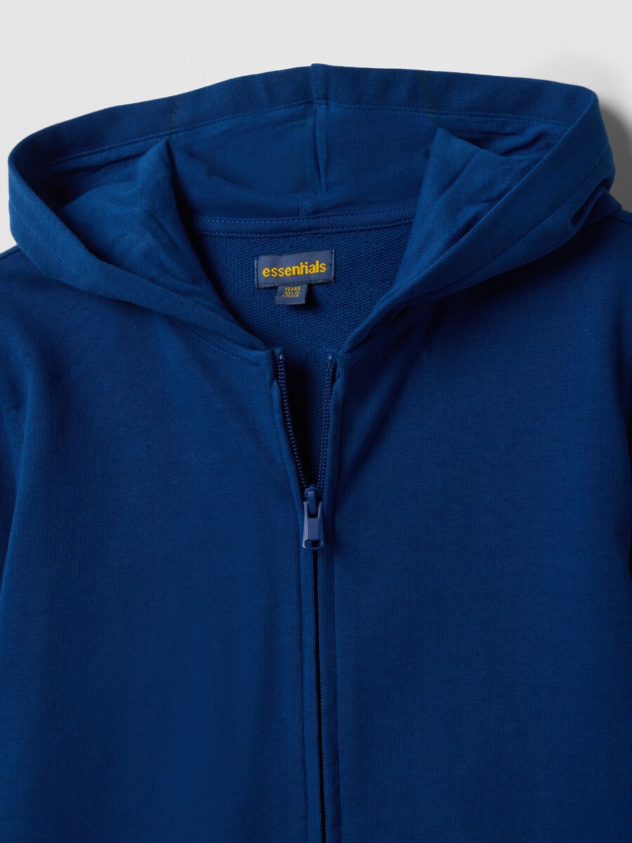 Felpa blu con cappuccio in puro cotone organico regular fit per ragazzo_2