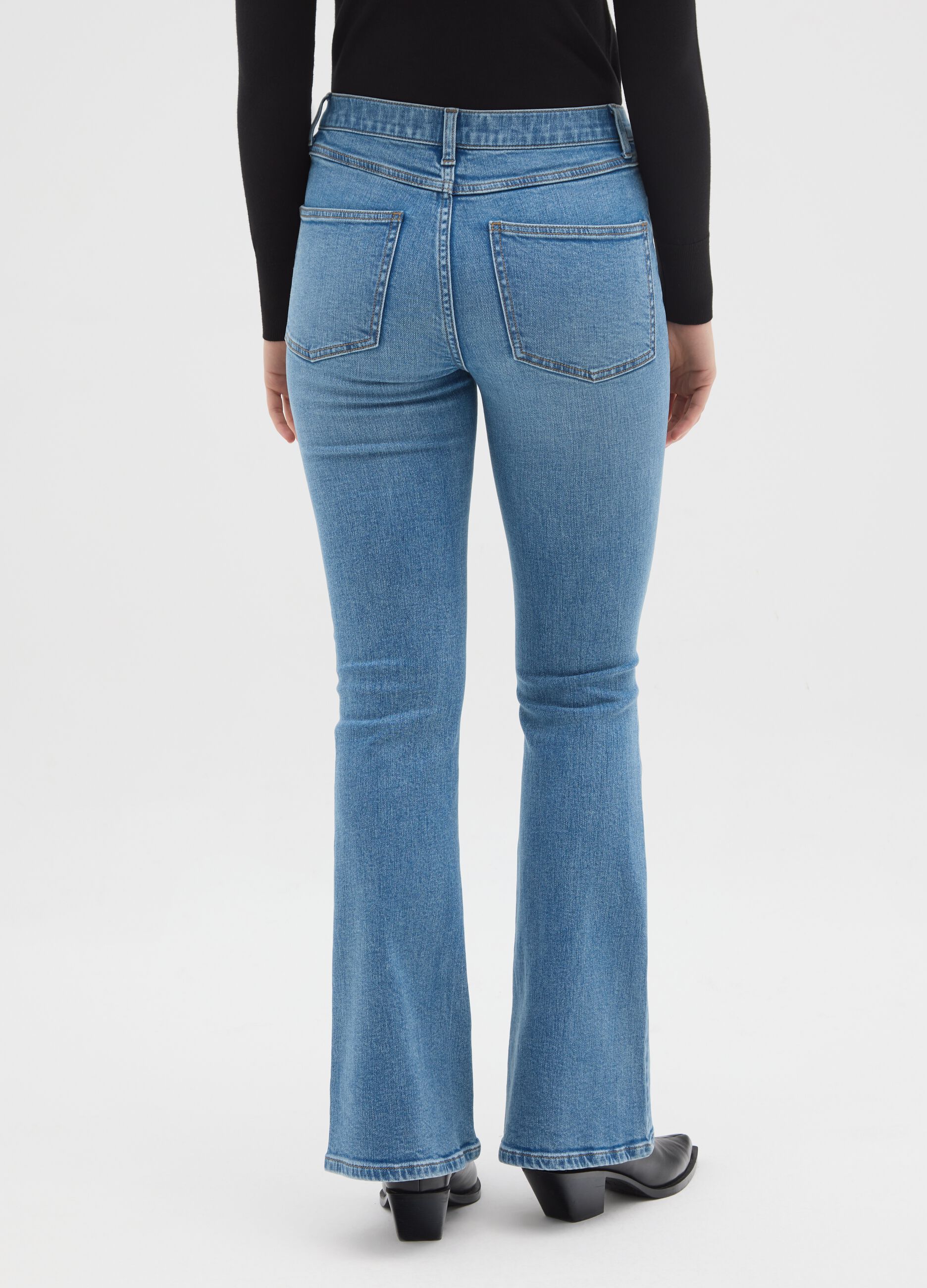 Blue Flare Jeans in Stretch Denim Cotton