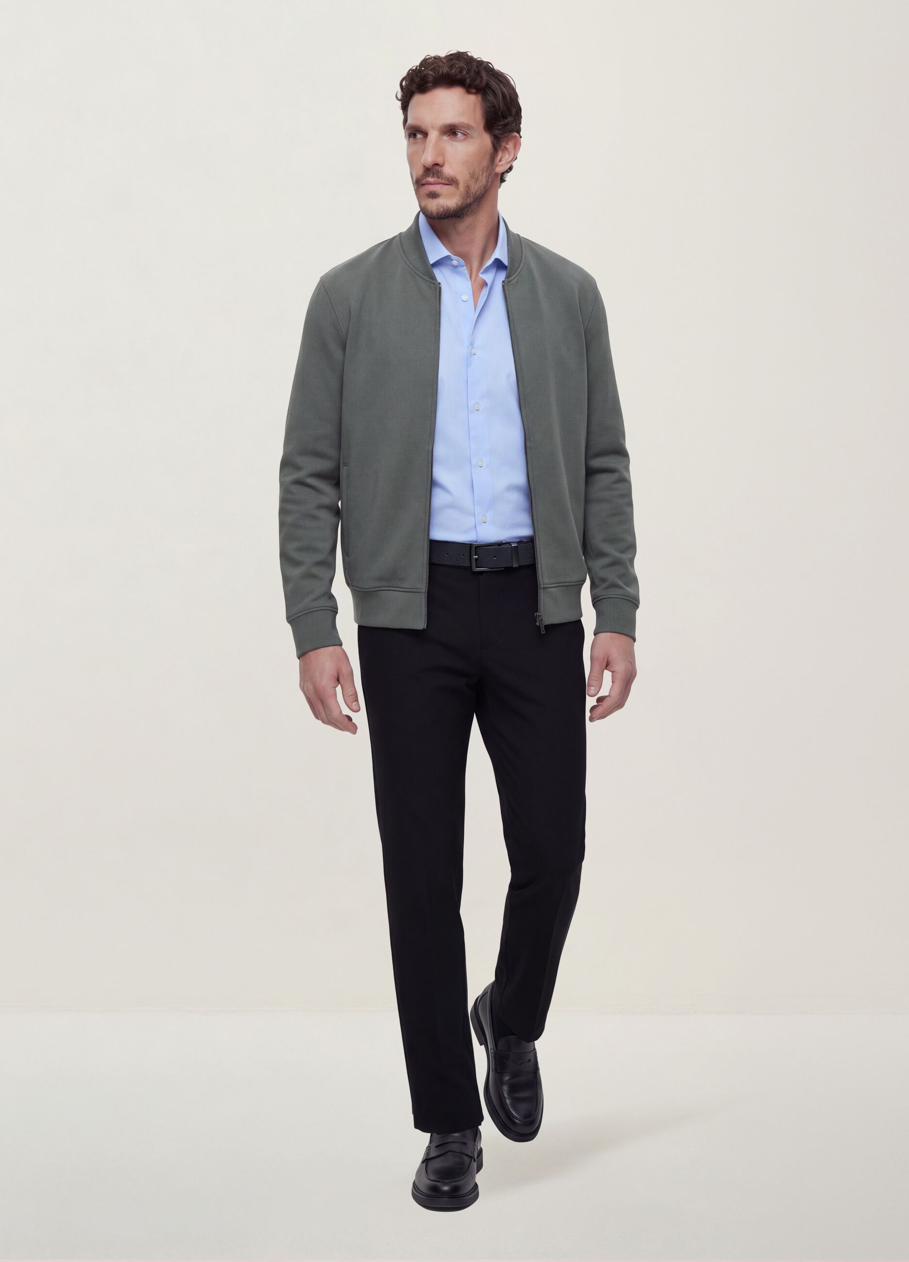 Black slim-fit stretch viscose-twill chino trousers