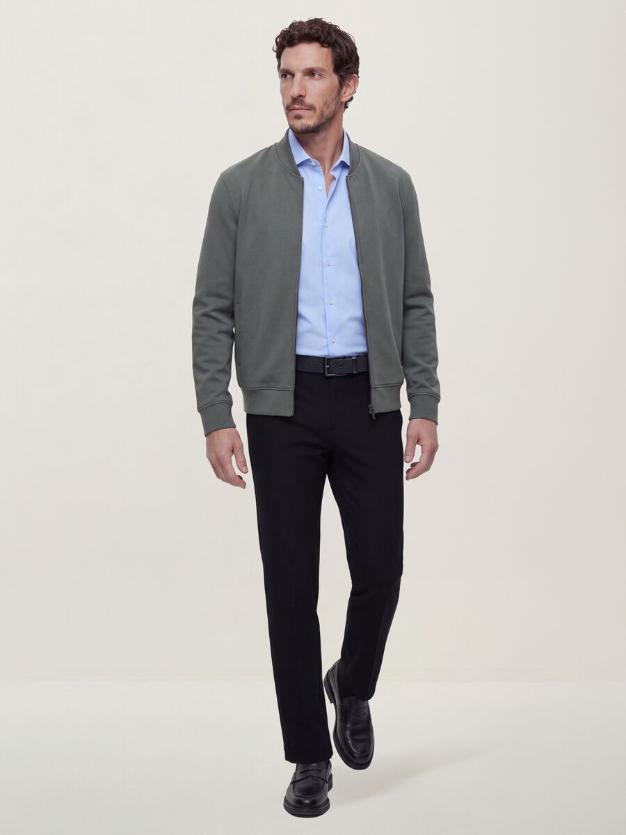 Black slim-fit stretch viscose-twill chino trousers_0