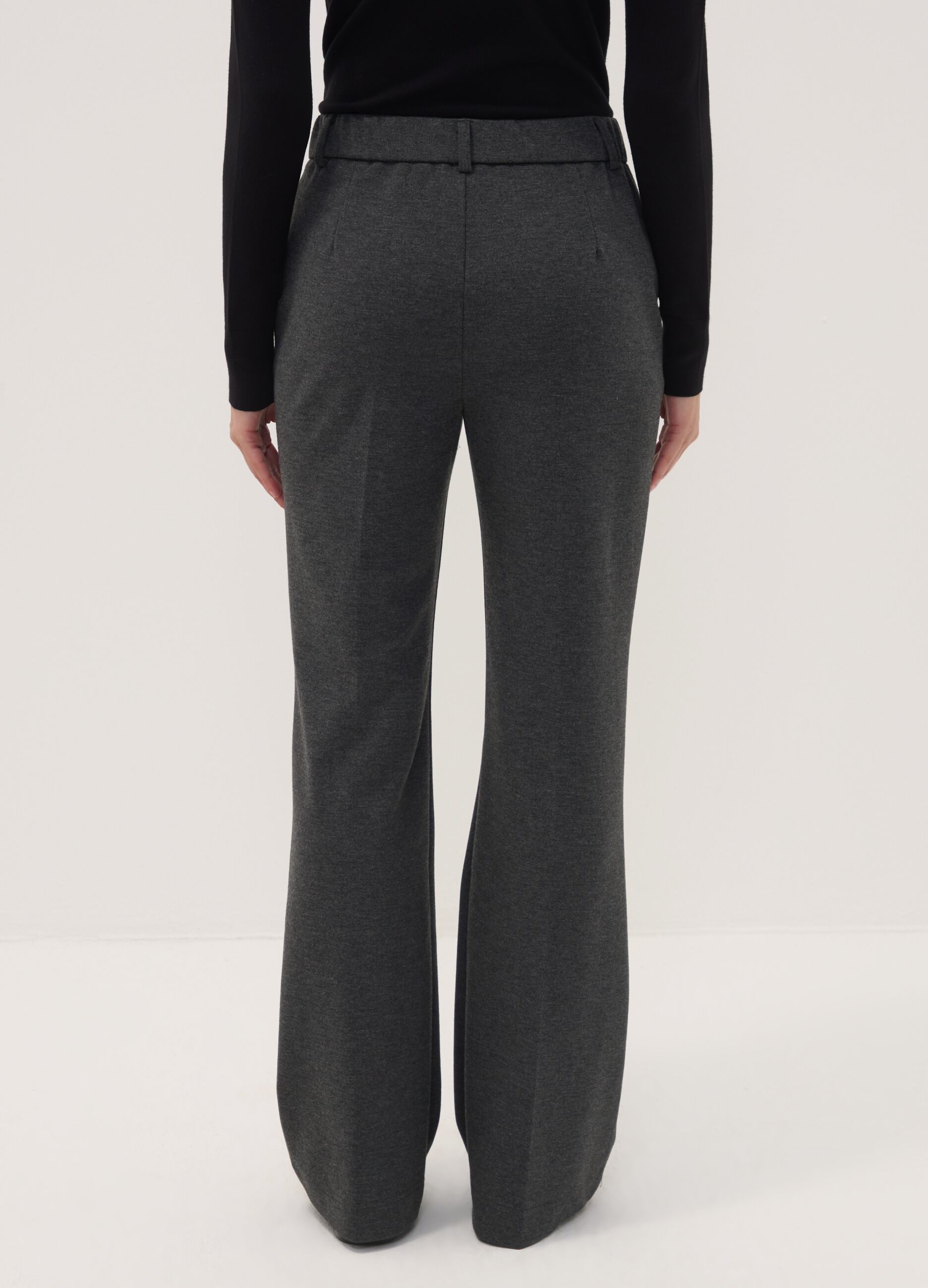 Grey stretch viscose straight-fit trousers