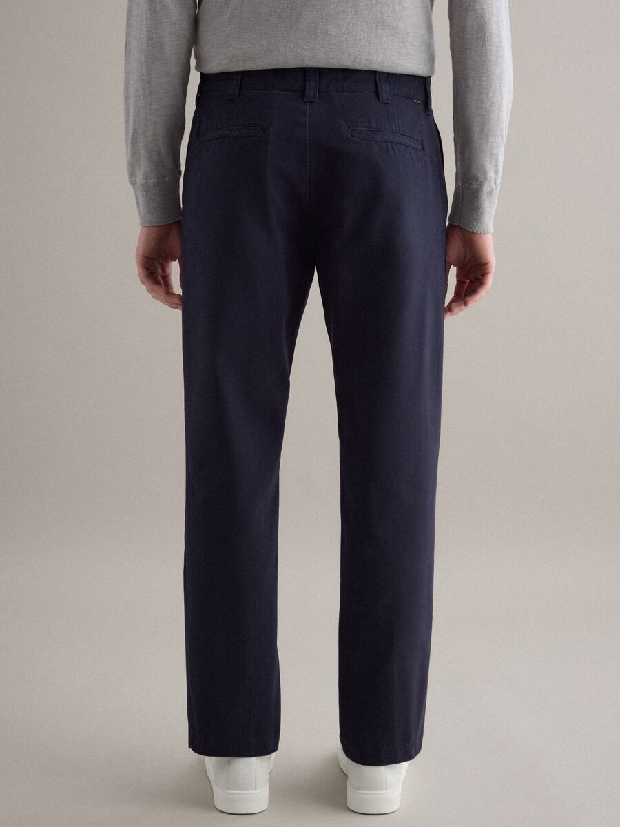 Straight blue twill chinos in pure cotton regular fit_2