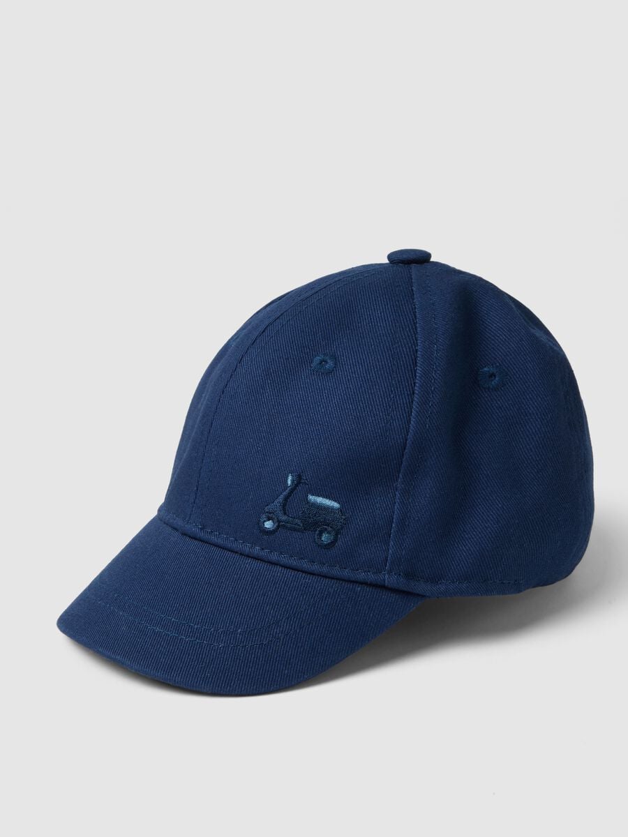 Cappello in puro cotone blu da bimbo con moto_1