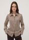 Yellow shirt with brown stripes in stretch fabric_0