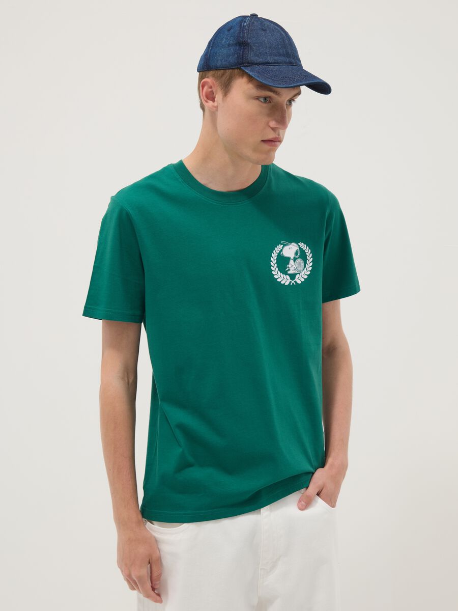 Green short-sleeve pure cotton T-shirt_0