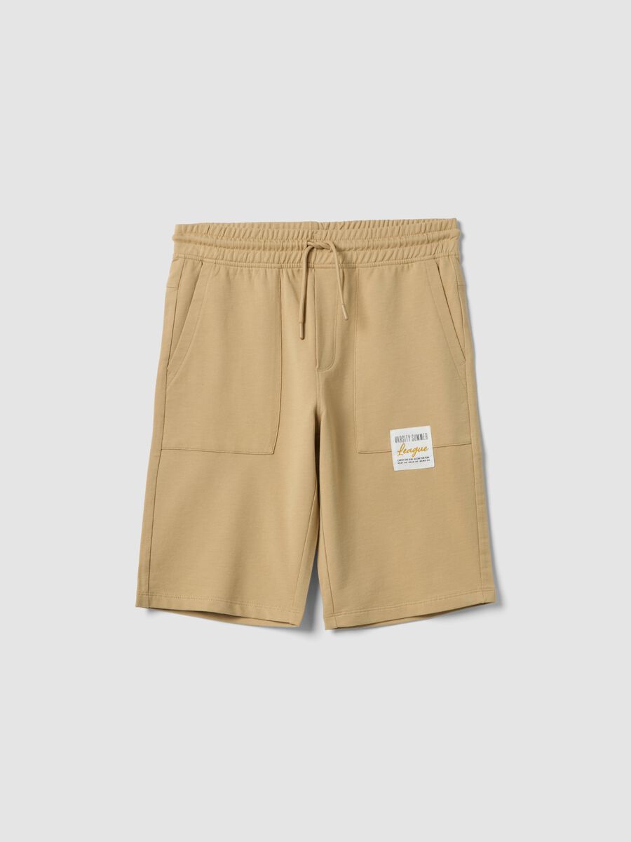 Pantaloni corti in puro cotone beige da ragazzo regular fit_3