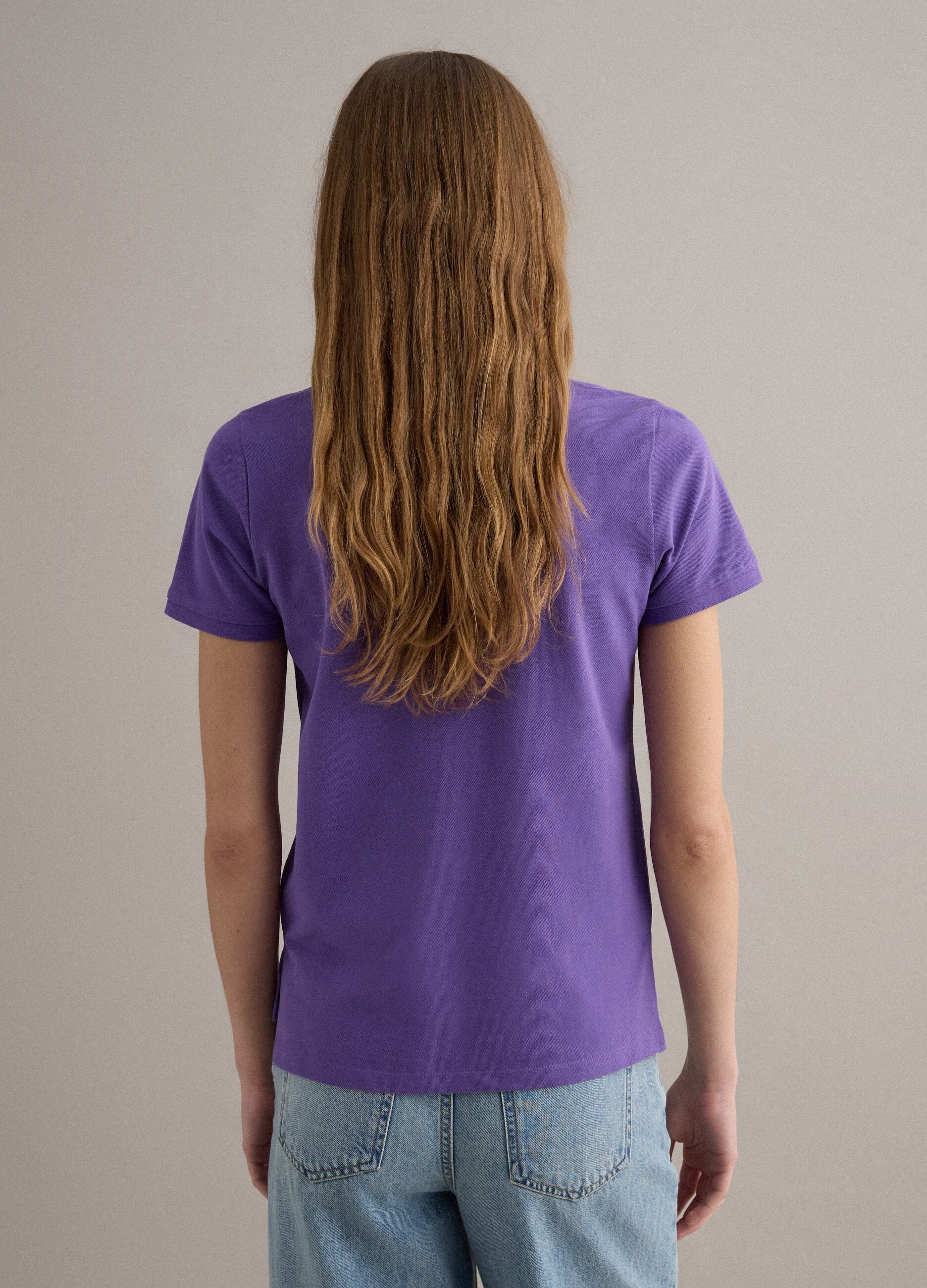 Purple regular-fit polo in 100% organic cotton