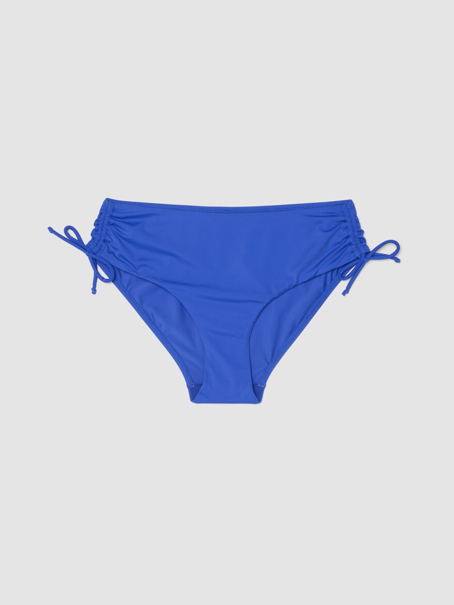 Blue high-waisted stretch fabric bikini bottoms_4
