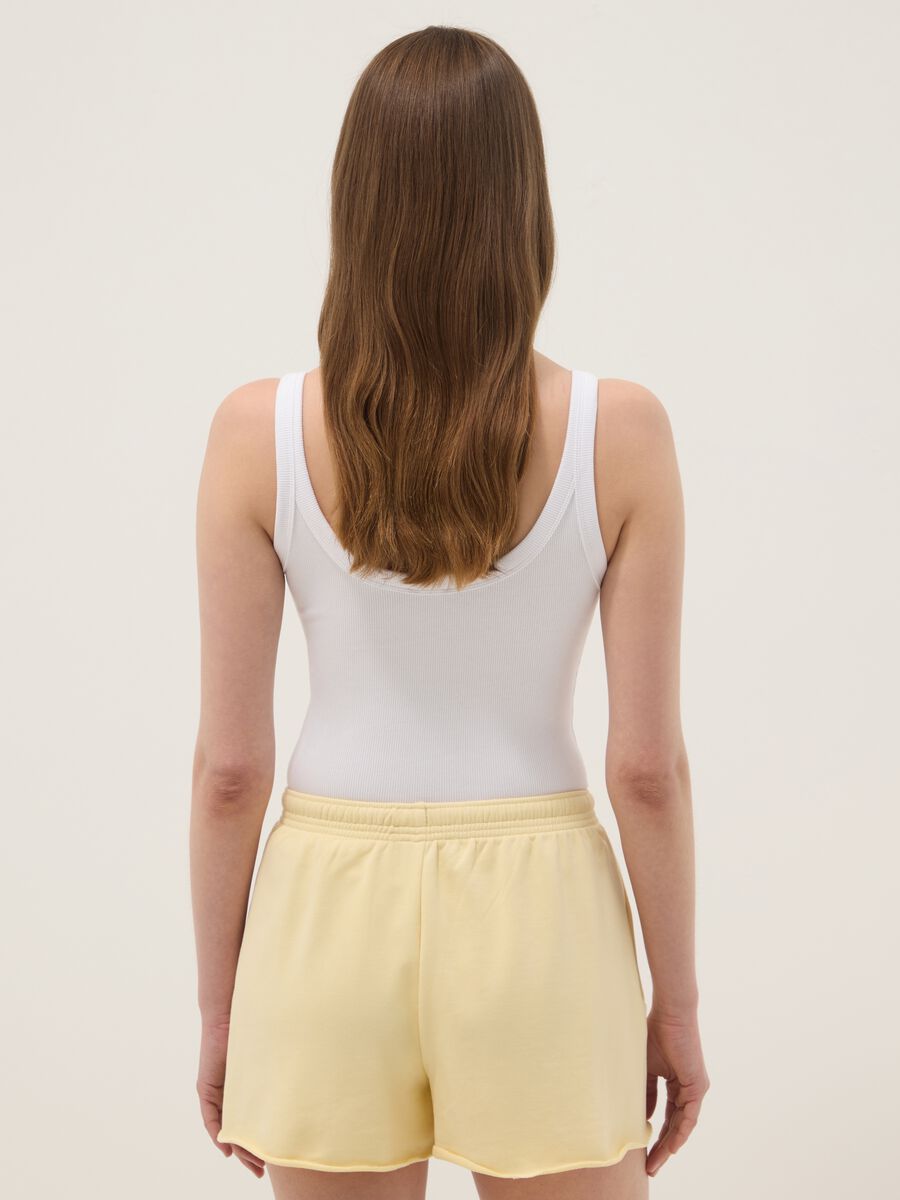 White ribbed stretch-cotton bodysuit with wide neckline_3